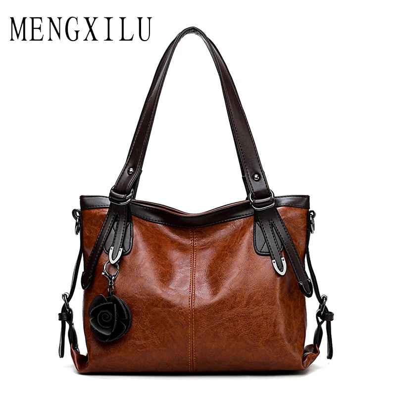 

MENGXILU Flower Women Bag Ladies Shoulder Bags Female Causal Tote Bags Handbags Women Famous Brand Designer High Quality Leather