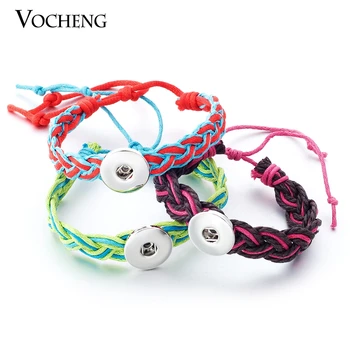 

10pcs/lot Mix Colors 18mm Vocheng Ginger Snap Button Bracelet Fashion Weave Rope Chain Popper Jewelry NN-237*10 Free Shipping