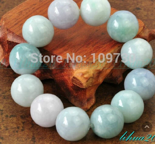 

hot sell909156 100% NATURE GRADE A lavender 14MM BEADS JADE JADEITE bracelet bangle perfectly