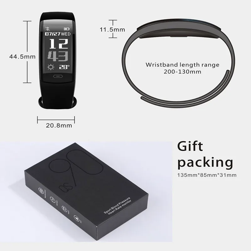 Smart Watches Bluetooth Smart Bracelet Wristband Pedometer Calories Heart Rate Message Reminder Watch For IOS Android Phone     