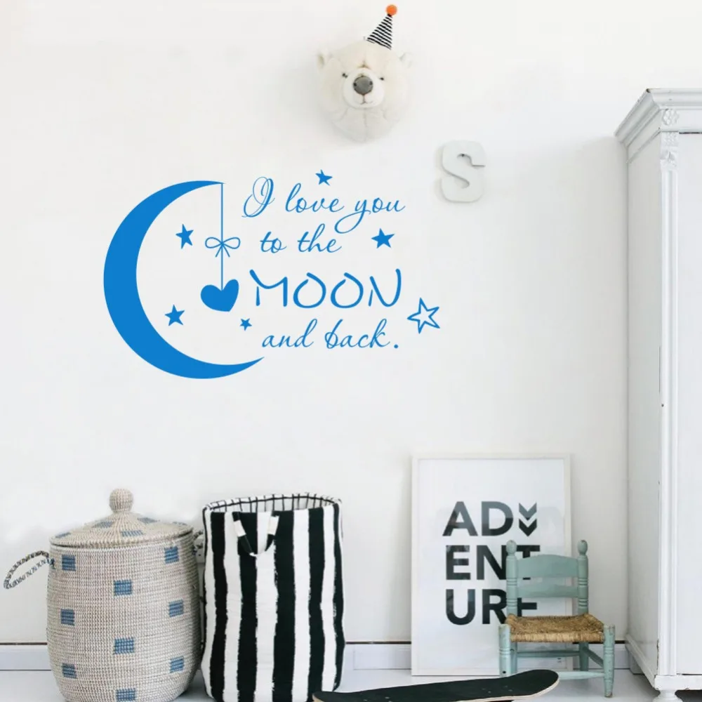 Классические детские наклейки на стену с надписью I Love You to the Moon and Back в детскую