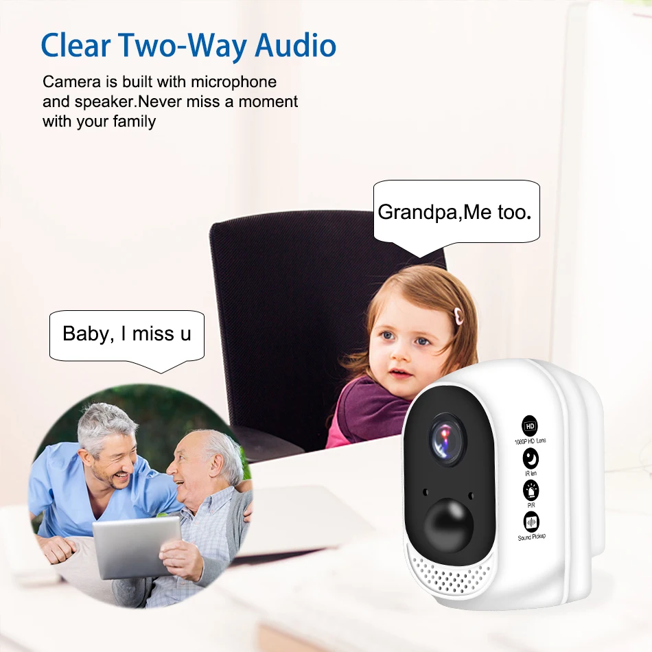 Smar 1080P HD Wireless WiFi Camera Built-in 10400mAh Lithium Polymer Battery Outdoor Indoor Security IP Cam PIR Motion Detector (6)