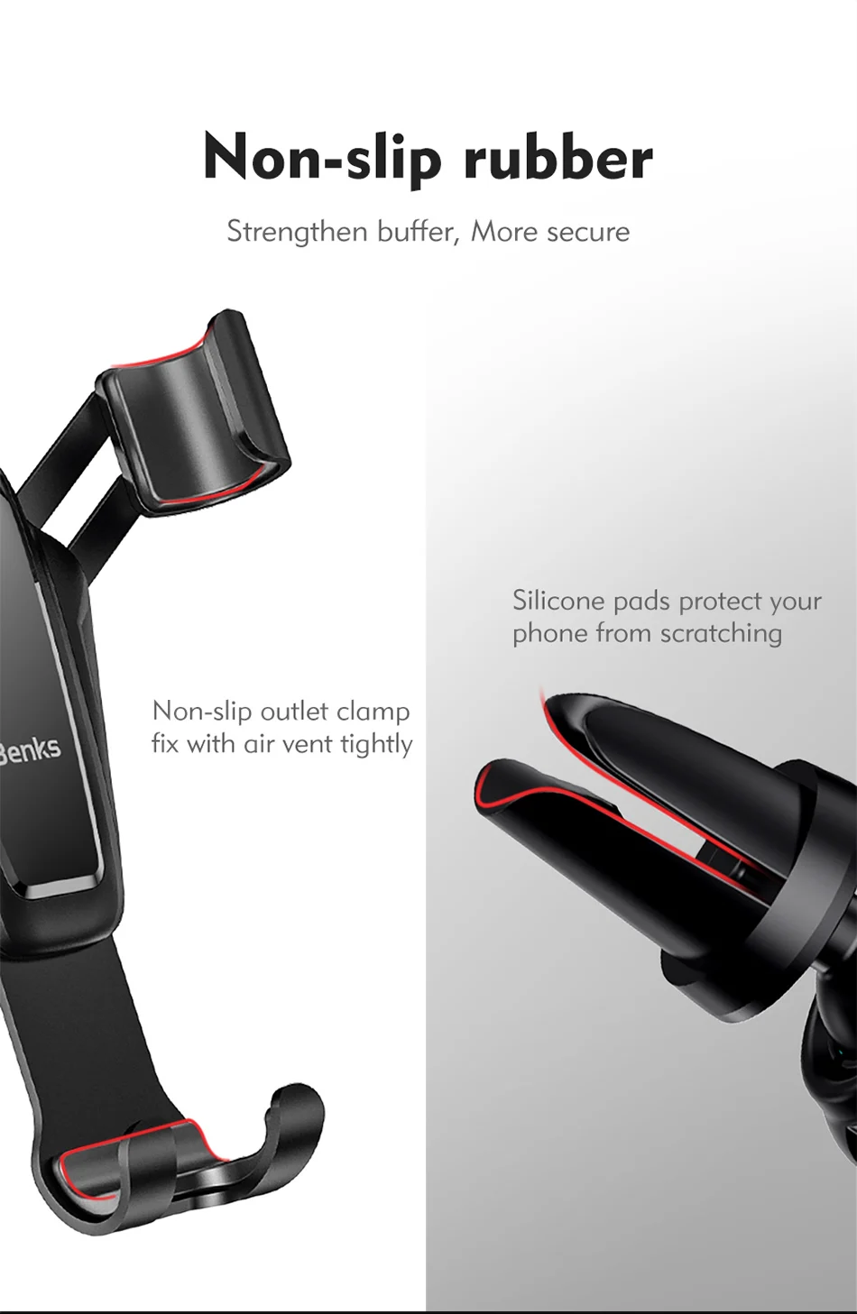 Benks Gravity Car Phone Holder Stand Air Vent Mount Stand For Huawei P20 iphone X 8 7 Samsung S9 GPS Mobile Auto Support Bracket (10)