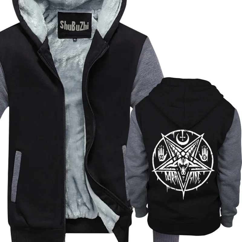 hoodie PENTAGRAM BAPHOMET Satan Swedish Music Group A metal nation winter thick jacket male coat sbz1099 - Цвет: black grey