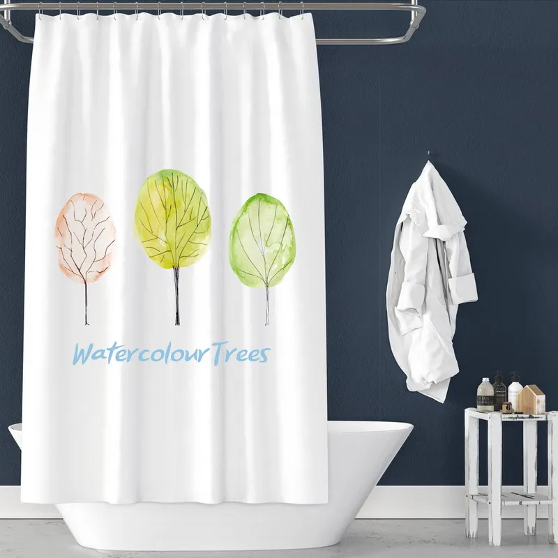 Custom Made Shower Curtain Bathroom Curtain Partition 1m / 1.3m / 1.5m /  1.8mx 1.8m / 2m Leaves Tree White _ - AliExpress Mobile
