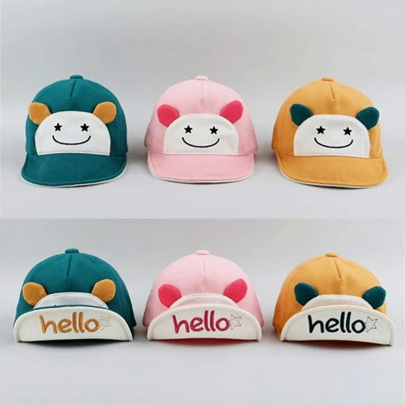 

New Letter Cartoon Ear Baby Caps Girl Boys Infant Autumn Spring Baseball Hats Sunscreen Cotton Cute Adjustable Baby Accessories