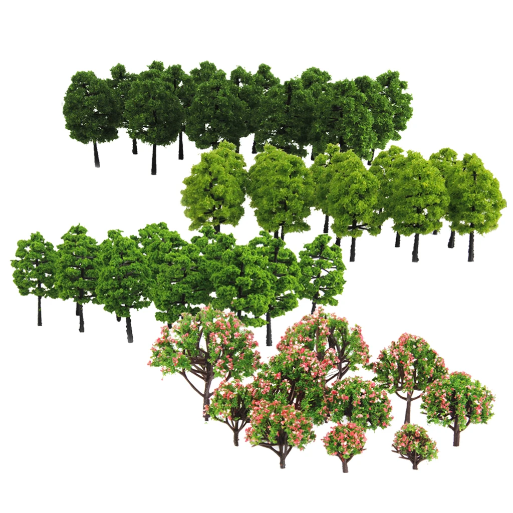 70 Pieces Model 3-9cm Trees Layout Train Railway Diorama Wargame ...