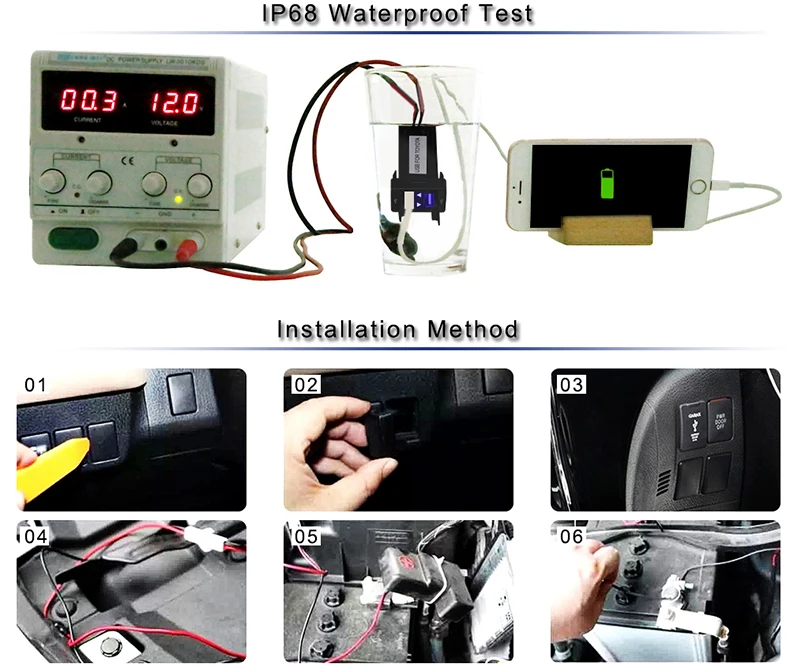 Двойное USB Автомобильное зарядное устройство водонепроницаемый USB2.1A адаптер питания розетка для TOYOTA 2 порта зарядное гнездо приборной панели автомобиля для Ipad samsung