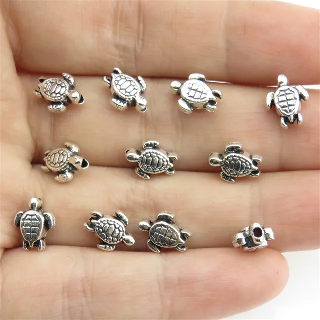 20976 80pcs/lot Vintage Silver Alloy Animal 9mm Sea Turtle Spacer Beads for Brac 20976 80pcs/lot Vintage Silver Alloy Animal 9mm Sea Turtle Spacer Beads for Brac