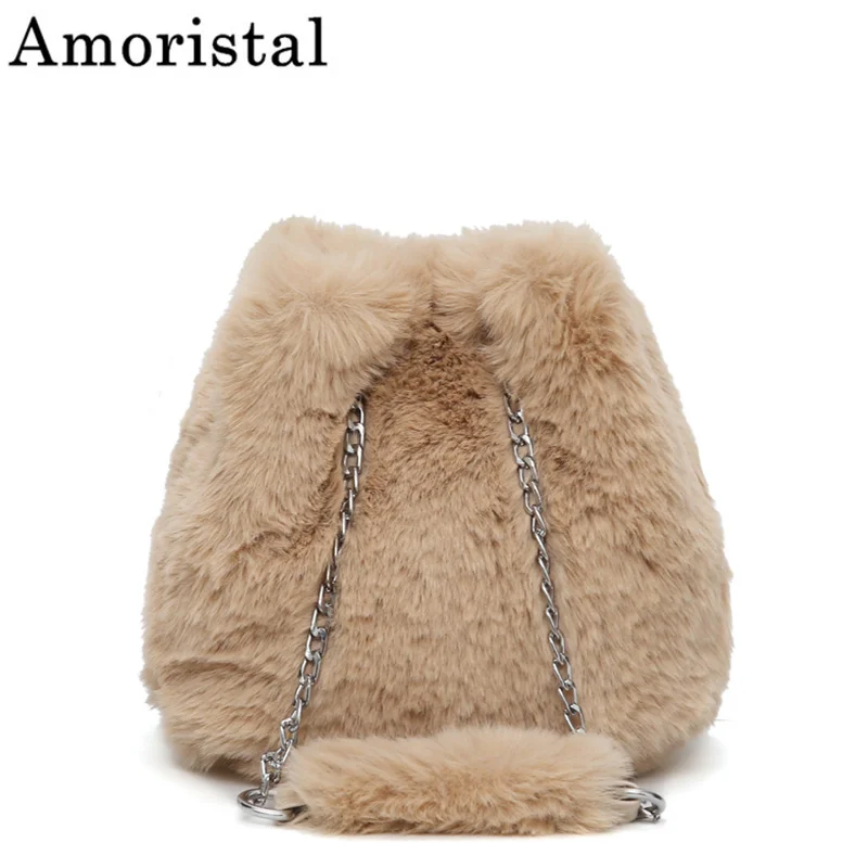 

Winter Faux Fur Bags Women Soft Crossbody Bags For Women New Fashion Lovely Handbags Black White Women Bag Ladies Hand Bags SY02