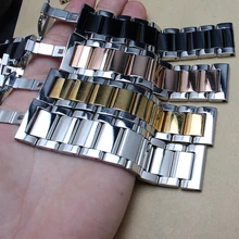 Цвет ful ремешок из нержавеющей стали Браслеты цвет серебристый, Золотой розовое золото черный смешанный Цвет часы аксессуары 18 мм 20 мм 22 мм акция