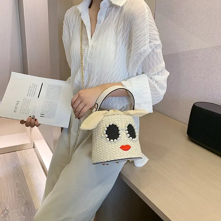 fashion simple bucket bag women's designer handbag high quality linen high quality single shoulder slant straddle bag qq444