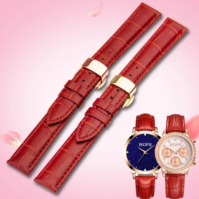 Best Offers ROPS Women Fashion Genuine Leather Watch Band Strap 14mm-18mm For Tissot/ Casio/DW Watches Bracelet Watch Accessories Watchbands