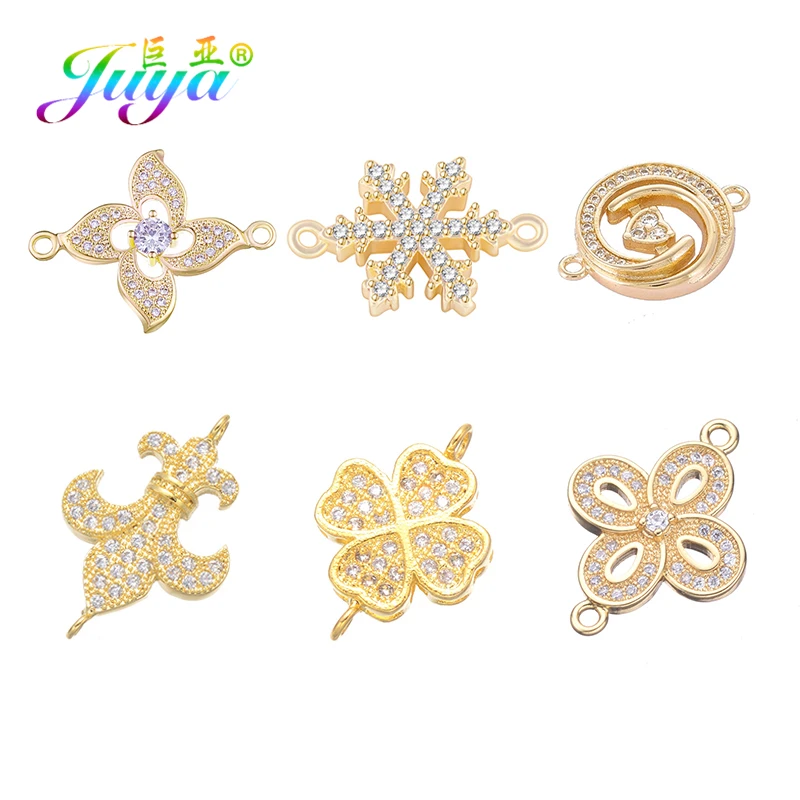 

Juya DIY Jewelry Accessories Gold/Silver Heart Charm Connectors For Bracelets Necklace Earrings Women Jewelry Making