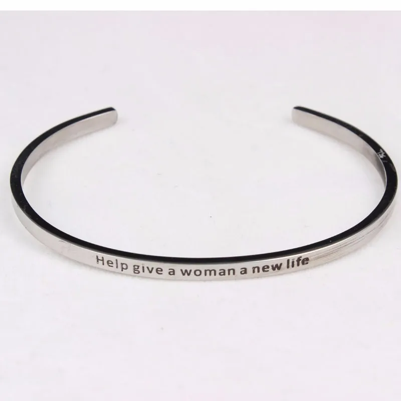 Help give a woman a new life silver bangle bracelet (35)