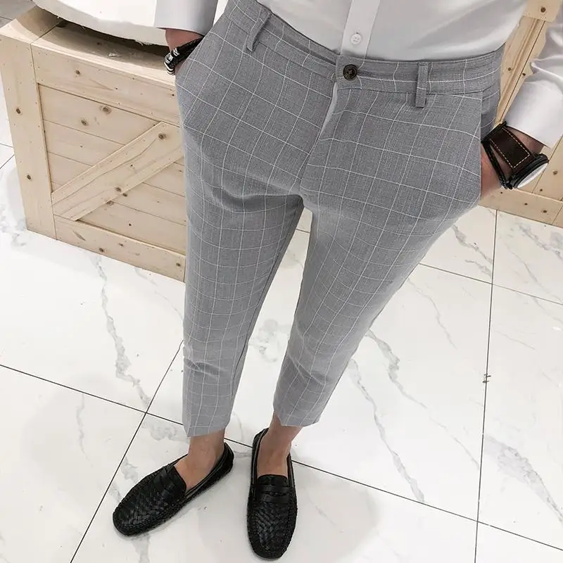 

New high-end men's suit pants men's wool blend fit suit pants men's business office formal suit pants
