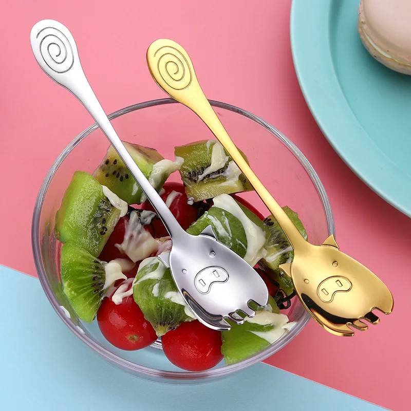 BalleenShiny Colorful Coffee Stir Spoon Cartoon Pig Lovely Dessert Cake Jelly Honey Scoop Kitchen Store Tableware Cup Decoration