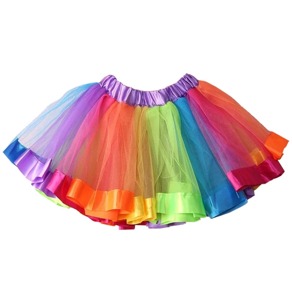 ABWE/Лидер продаж, милая красочная юбка-пачка ручной работы для девочек, радужная пачка из тюля, мини-юбка разноцветная От 2 до 3 лет