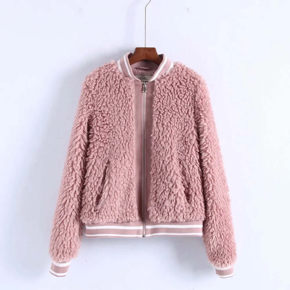 Faux Rivestimento Della Cappotti Inverno Per Caldo Termico D'agnello Falso Chiusura Donne Furry Del Gtgyff Pelliccia Cappotto Rosa Delle Giacche Le Lampo Di Vestiti Disegno Lana BxwqY6