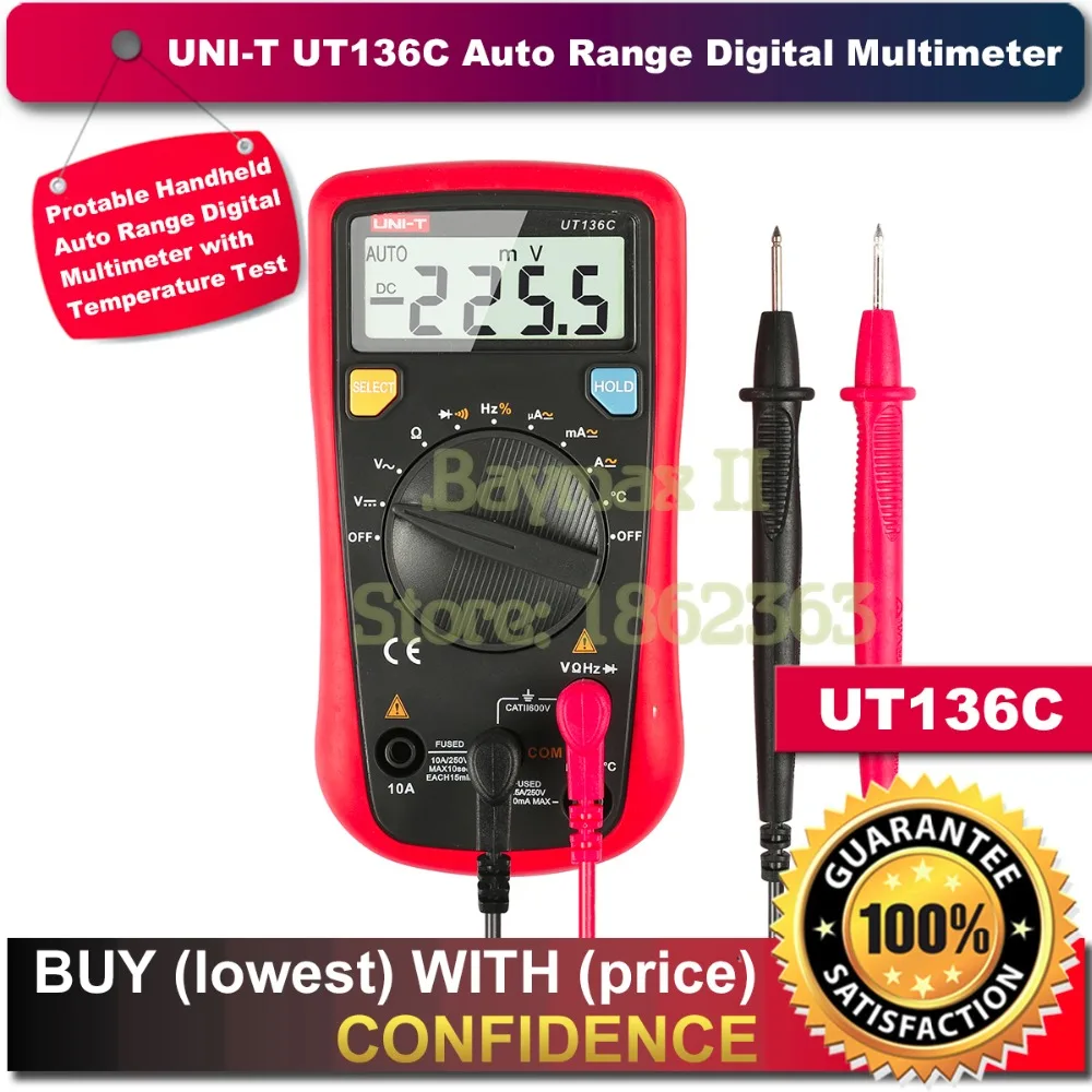 UNI-T UT58C Digital Multimeter Tester Meter Volt Amp Ohm Temperature Hz AC DC