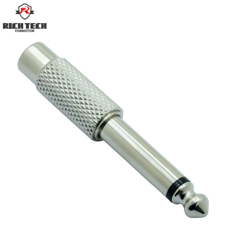 

2pcs 2poles Mono jack 6.35mm 1/4" to RCA wire connector 6.5mm male plug to RCA socket audio converter