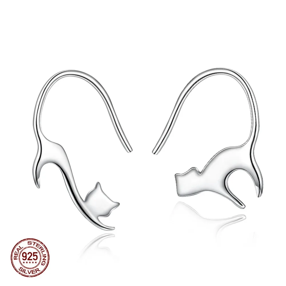 

925 Sterling Silver Cute Drop Earrings for women Jewelry,925 silver Napping Little Cat earrings,Animal Collection Jewelry