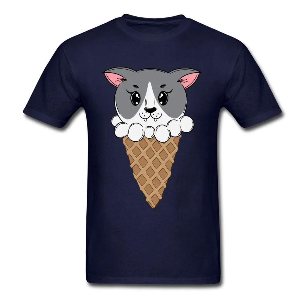 Design T-shirts Cute Crewneck Kitty Cream 100% Cotton Men Tops Shirts Personalized Short Sleeve Tops T Shirt Wholesale Kitty Cream navy