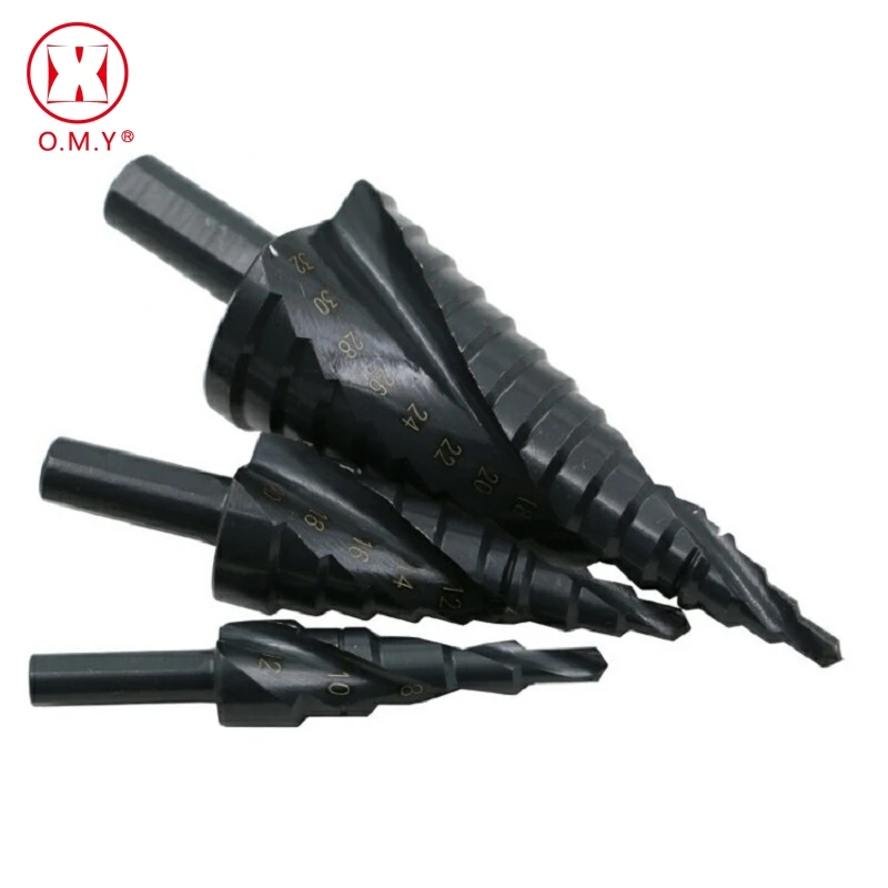 

4-32MM 3PCS HSS cobalt step Drills with Nitrogen High Speed Steel Spiral for Metal Cone Drill Bit Set Triangle Shank Hole Cutter