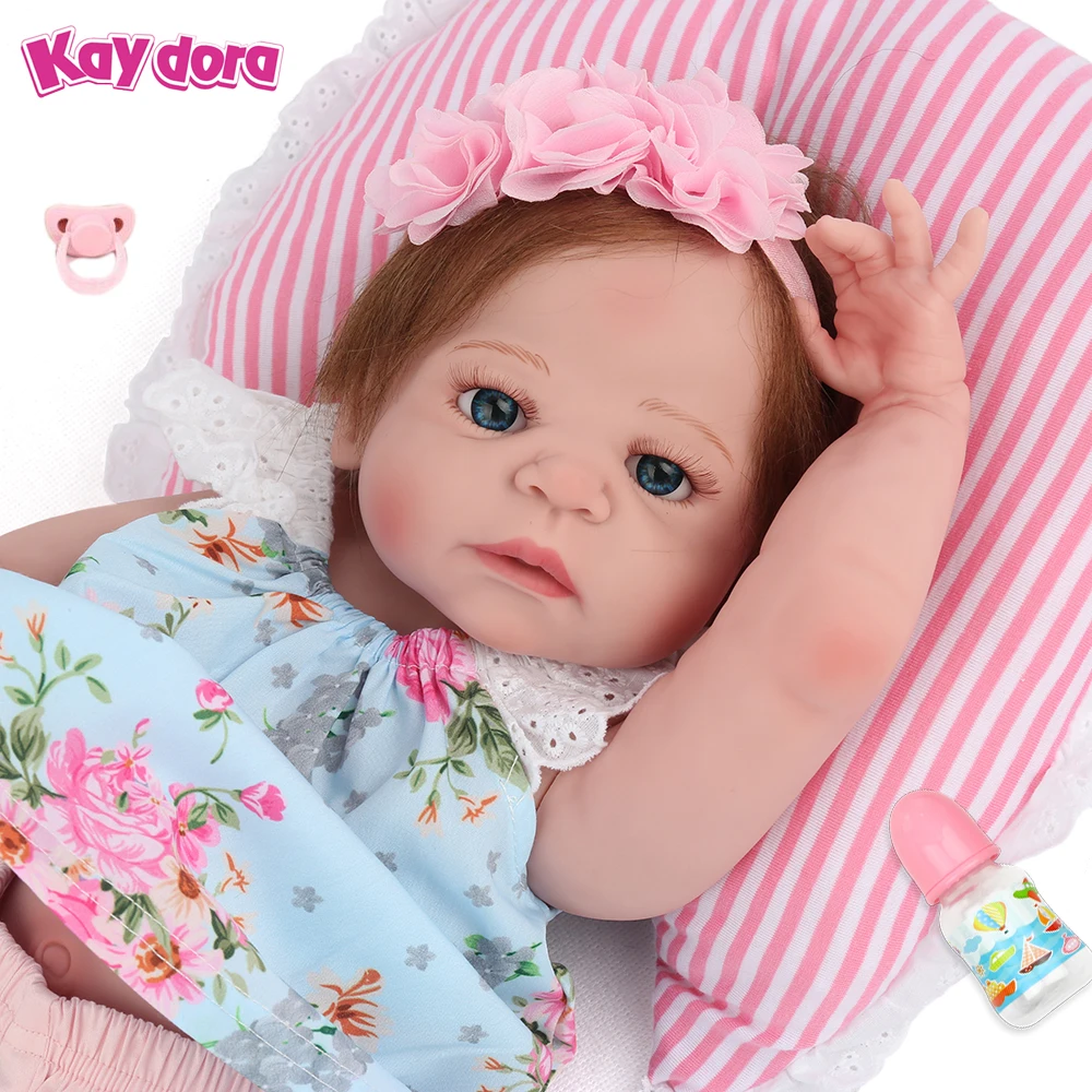 

KAYDORA 22 inch 55cm Full Vinyl Silicone Reborn Baby Doll Lifelike KK hair Kids Reborn Babies Realistic Girls Toy Bonecas Gift