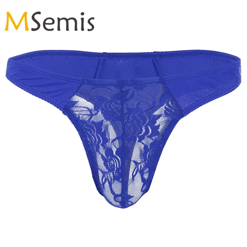 

Gay Swimwear Men Lingerie Low Rise Gay Underwear G-string Bikini Thong Briefs Swimsuits Lace Floral Bulge Pouch Male Underpant