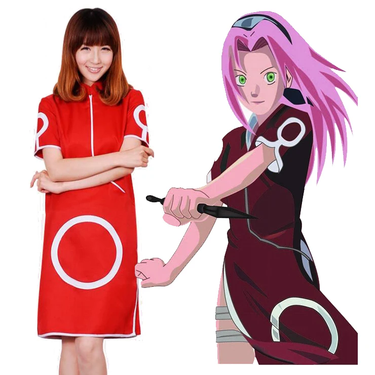 

NARUTO Haruno Sakura cosplay costume anime clothes for girls fancy dress onesie Halloween dresses for women adult headband