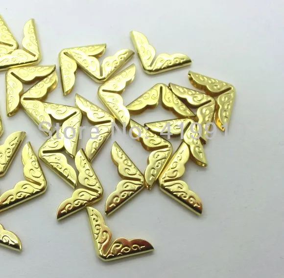 

500pcs Gold Plated Metal Book Corner Albums Menus Folders Corner Protectors(Fit 3mm thick) 20x15mm J2670
