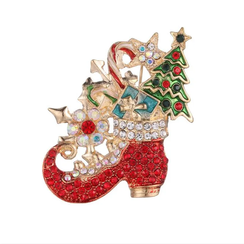 

Christmas Boots Pin Brooch Woman Jewelry Rhinestone Pins and Brooches for Party Shawl Brooch Badge Clip Metal Pins for Clothes