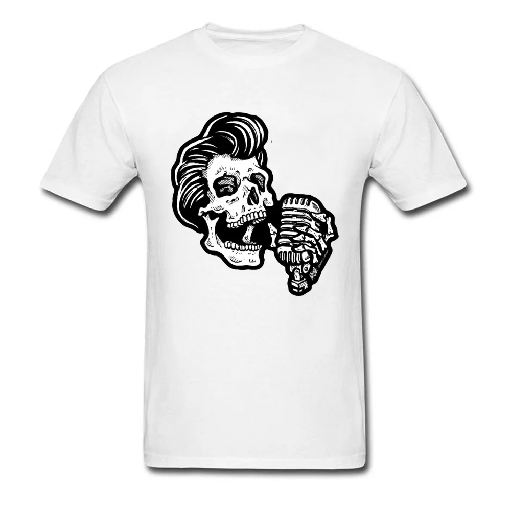 Rockabilly Greaser Skull Pure Cotton Family Tops Tees Funny Short Sleeve Men T Shirts Casual Summer Tee Shirts Crew Neck Rockabilly Greaser Skull white