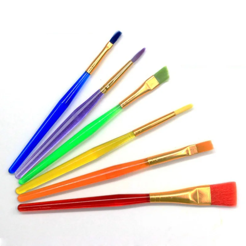 rosenice 6 pcs niños de pintura Pinceles Colores artista Paint Brush Set para principiante varios tamaños 