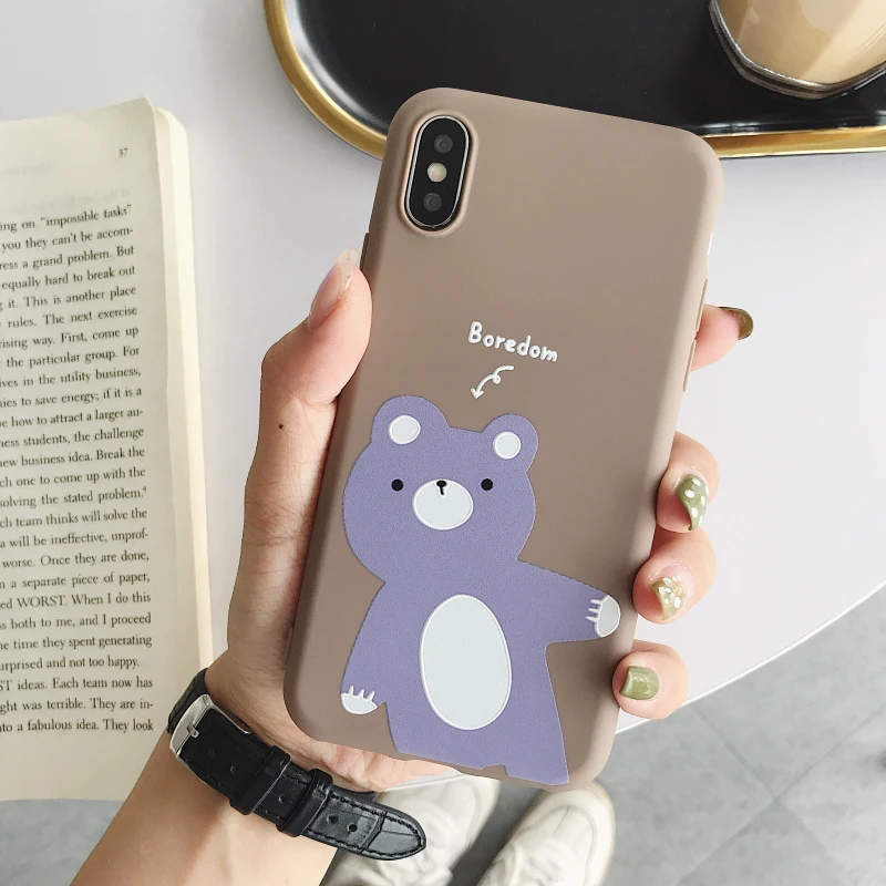 Чехол для мобильного телефона с мультяшным медведем и кроликом iPhone Xs XR Max 6s 7 8 Plus