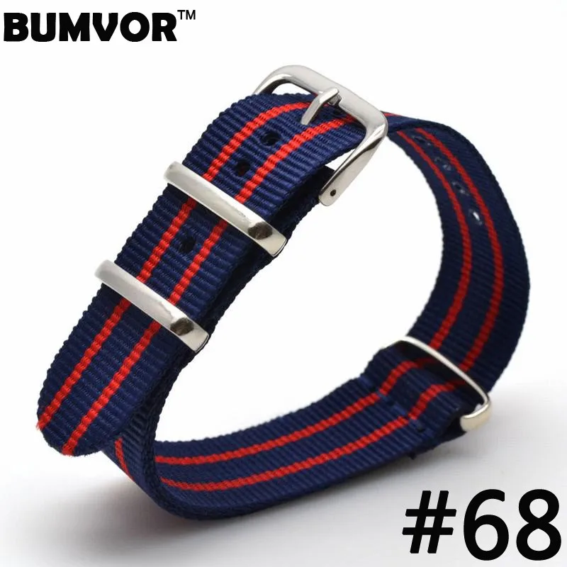 

20mm Nato Blue Red Stripe Nylon Army Watch Strap Band Watchband