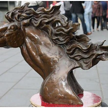 1" Китайская народная Классическая фэн шуй чистая бронза лошадь на удачу голова художественная статуя