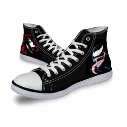 ELVISWORDS Лето 2018 г. парусиновая обувь Venom и Carnage мужские кроссовки 9908 черный туфли без каблуков для мужчин's повседневное дышащая мужская zapatos mujer