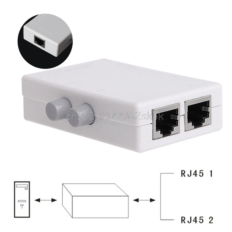 

Mini 2 Port AB Manual Network Sharing Switch Box 2In1/1In2 RJ45 Network/Ethernet #H029#