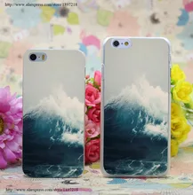 2683W Sea Wave Transparent Hard Case Cover for iphone 7 7 Plus 6 6s plus 4 4s 5 5s SE 5c