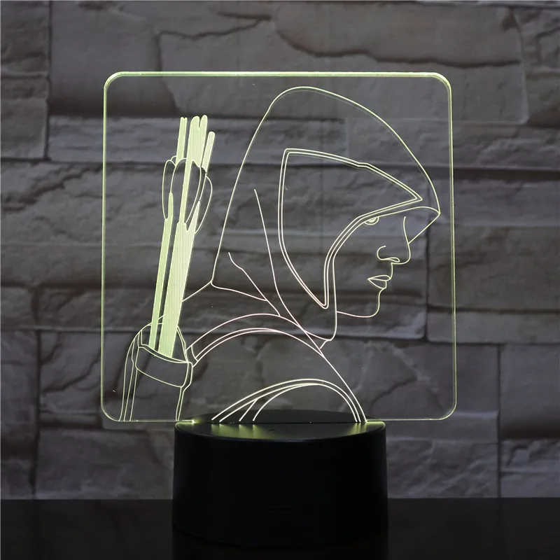 

Green Arrow Figure Desk lamp bedside Touch Sensor 7 Color Changing Child Kid Decorative Light DC American comics LED Night Light