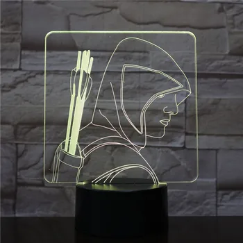 

Green Arrow Figure Desk lamp bedside Touch Sensor 7 Color Changing Child Kid Decorative Light DC American comics LED Night Light