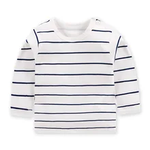 Модные полосатые топы для маленьких мальчиков; Лидер продаж; удобные осенние Топы для маленьких девочек; одежда из чистого хлопка для маленьких детей