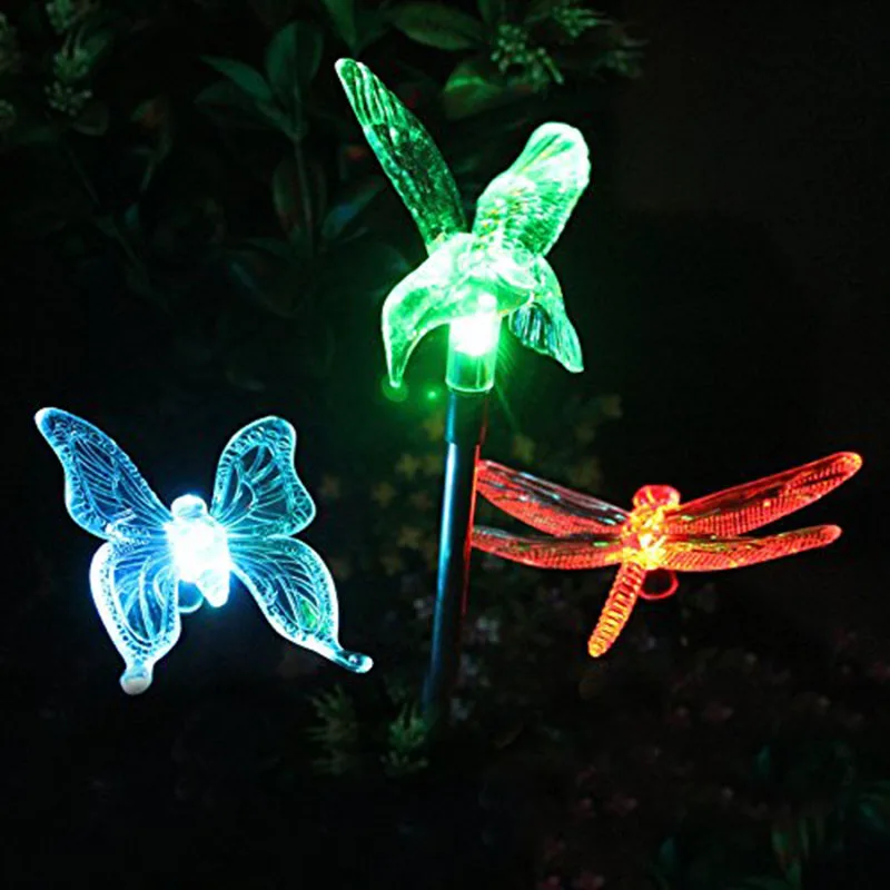 Hummingbird Solar Powered Garden Stake Light Decor Butterfly or Dragonfly