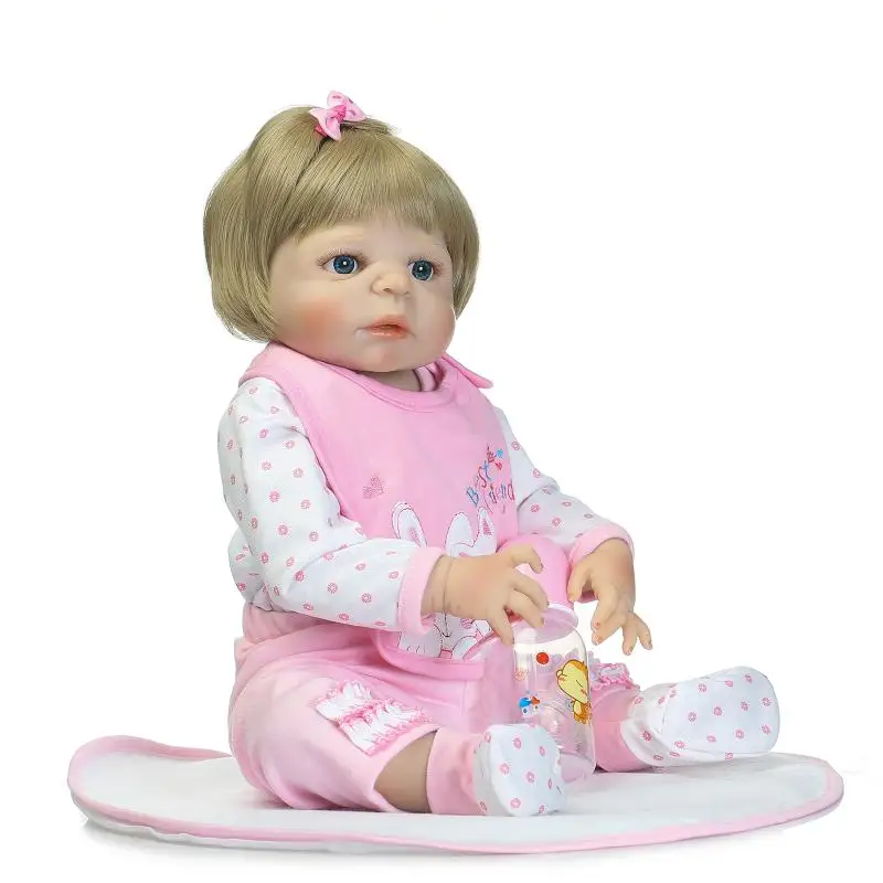 

NPKcollection 56cm Victoria full silicone lifelike newborn baby girl bst childen bedtime toys silicone reborn baby dolls