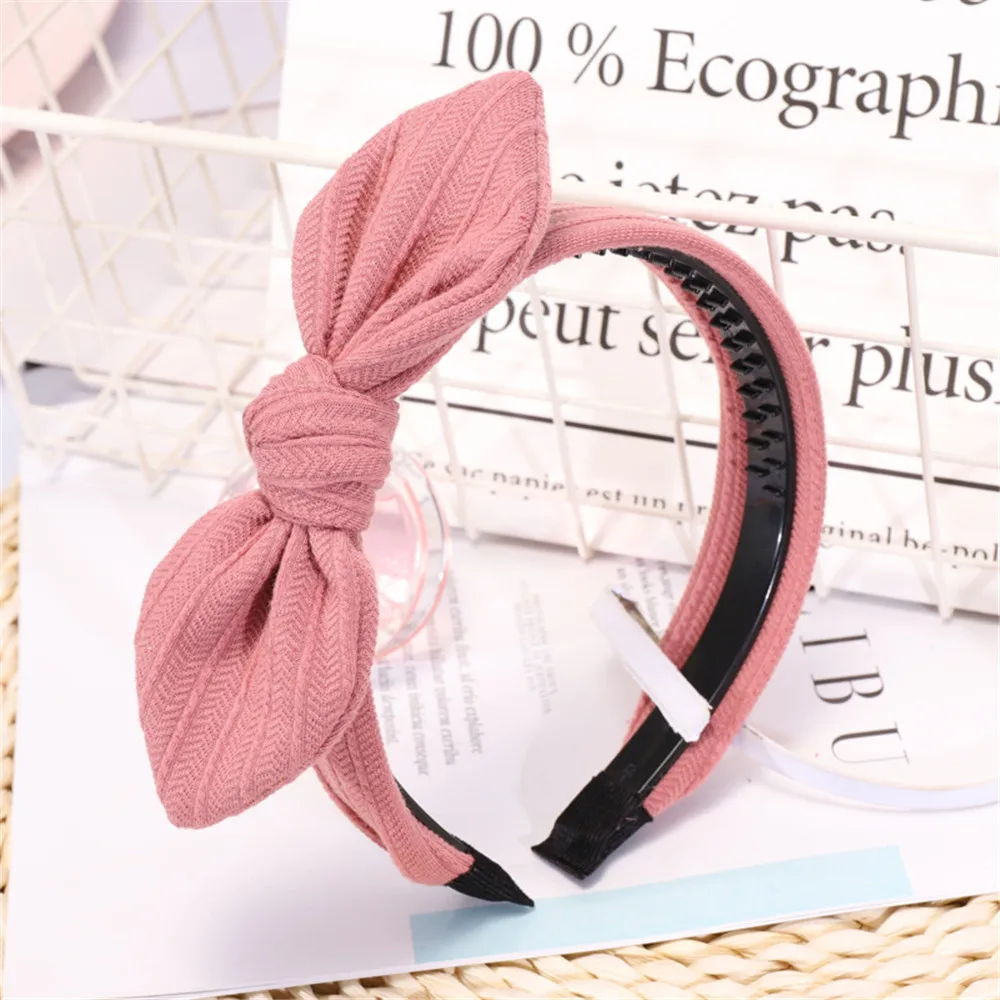 Мода 2019 г. Korean1Pc Лук Узел макияж Hairbands для женщин девушка сладкий Банни обруч для волос Твердые Узел Широкий повязка аксессуары для волос