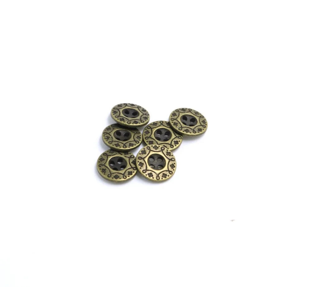 

50pcs 12mm Metal bronze flower flat Buttons Pattern Carved Sewing Buttons