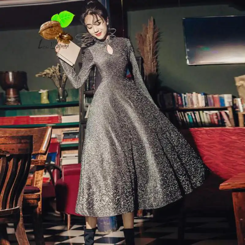 New Women Vintage Retro Party Clothes Gown Autumn Dresses Lady's Female