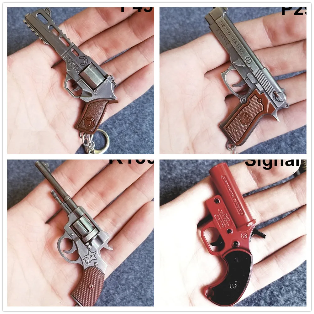 

Playerunknown's Battlegrounds PUBG Game Key Chain CS GO Pistol R1895 P45 P29 Gun Model Metal 3D Keyring Funny Game Lover Gift